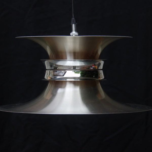 Suspension scandinave Lustre lampe soucoupe métal space age chrome / lumière plafond spoutnik 70s  / Holy10 lighting PARIS