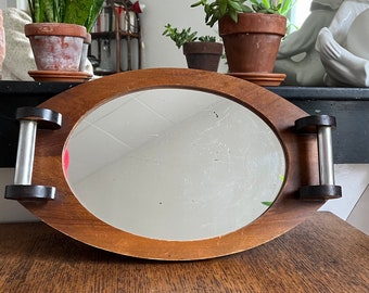 Vintage 50s wood and mirror tray with handles / old retro serving tray / Holy10 Paris