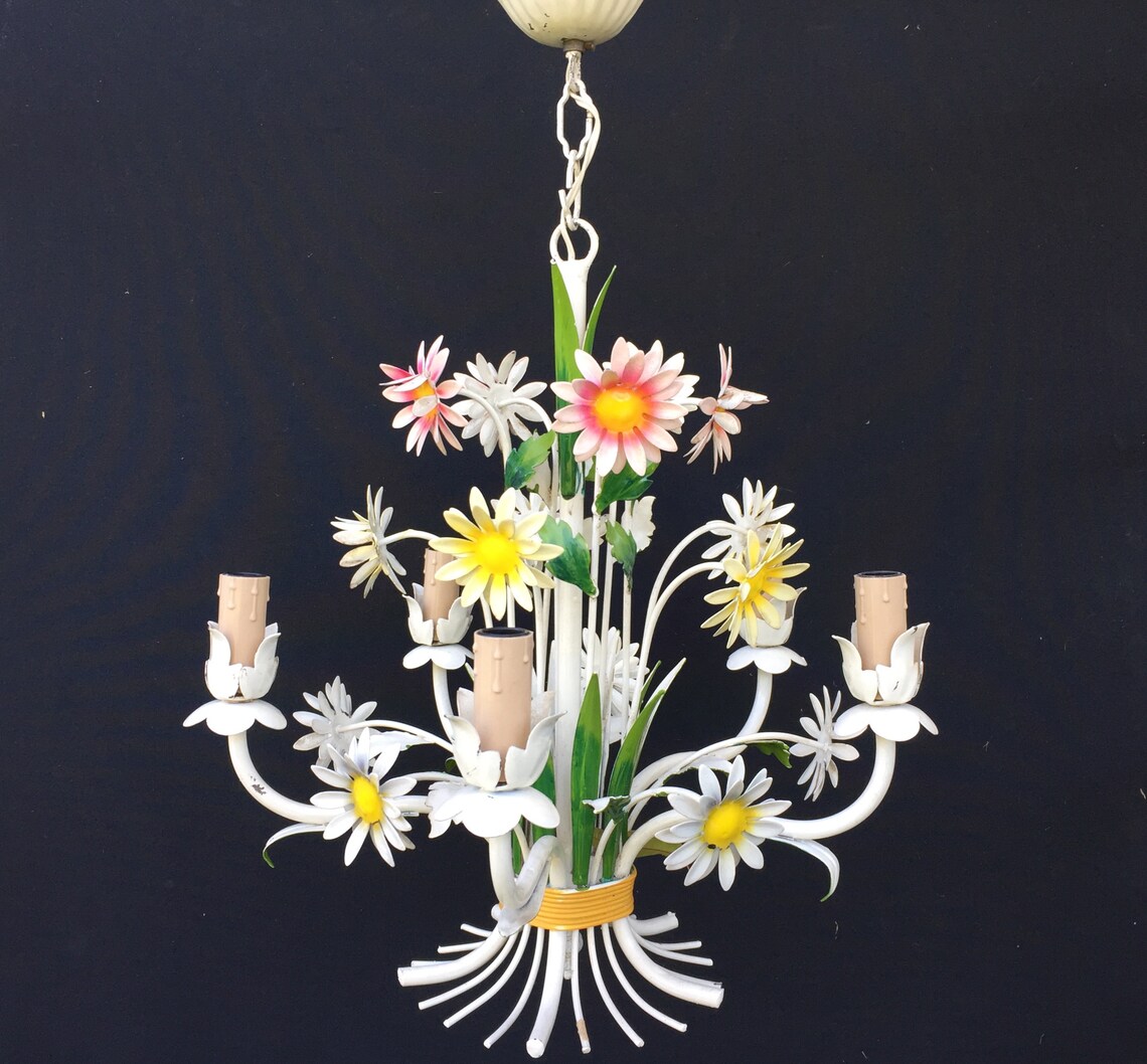 Italienisches Kronleuchter Blech Vintage 5 Kerzen / | Etsy