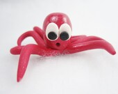 Miniature octopus figurine, polymer clay octopus, polymer clay figurine, polymer clay miniature, pink octopus, tiny octopus, cute octopus