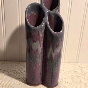 Vintage Bay Pottery Three Chamber Bud Vase / Unique Birthday or Hostess Gift