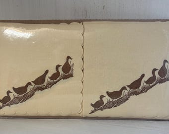 Vintage Gwen Frostic Duck Print With Scalloped Edges Sealed Cocktail Napkins / Duck Themed Kitchen Decor / Easter or Bridal Napkins