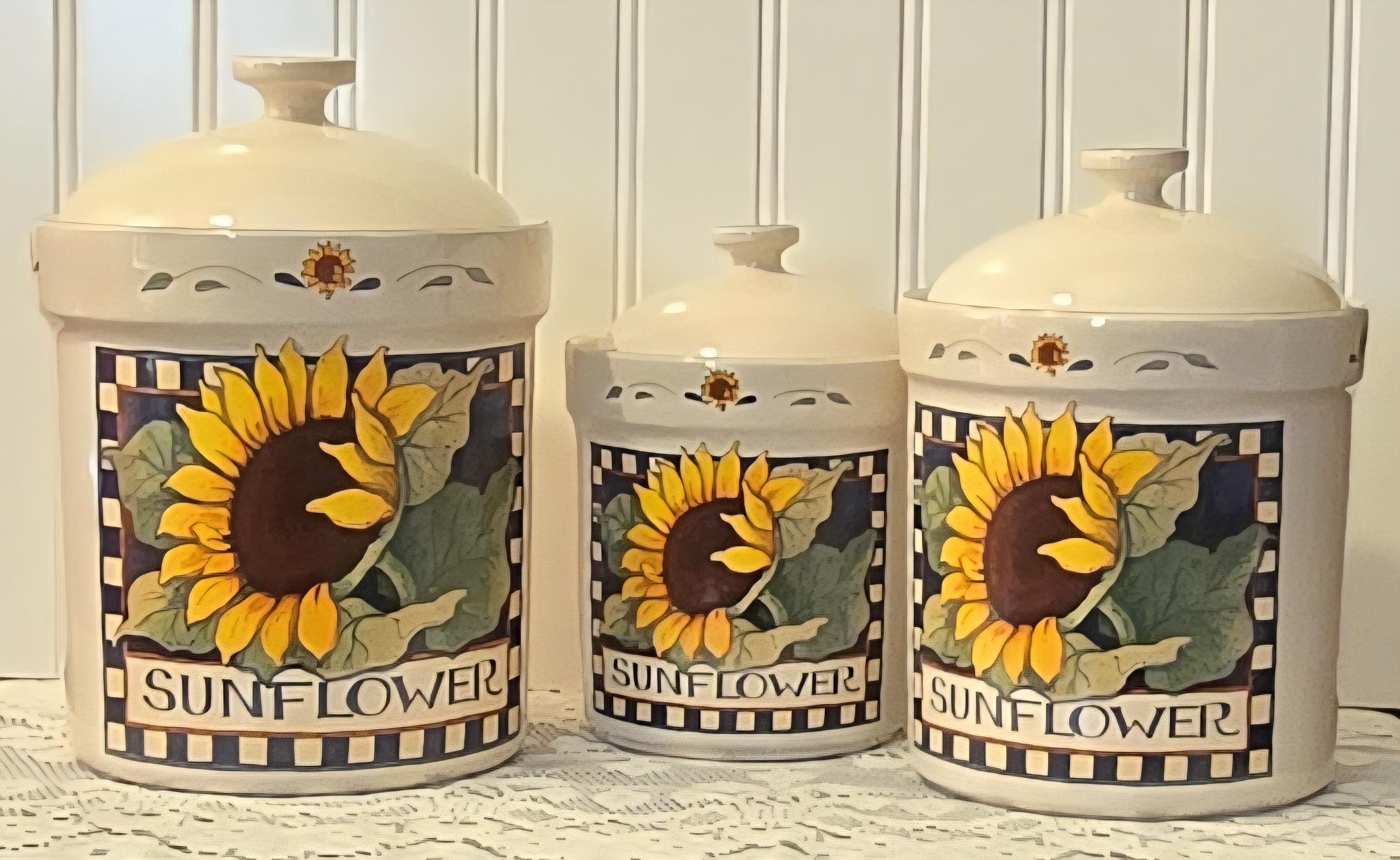 Vintage Sunflower Farmhouse Canisters Designed by Susan Winget Set