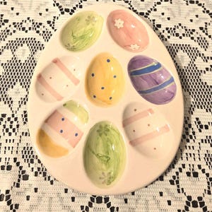 Vintage Easter Deviled Egg Serving Plate / Easter Dinner Tableware / Easter Hostess Gift