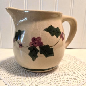 Vintage Alpine Ohio 1998 Roseville Pottery Holly Pitcher / Christmas Holiday Roseville Pottery