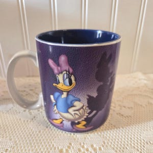 Vintage Disney Minnie Mouse & Daisy Duck Purple 12 oz Coffee Tea Mug / Classic Walt Disney Minnie Mouse and Daisy Duck Mug / Disney Gift image 1
