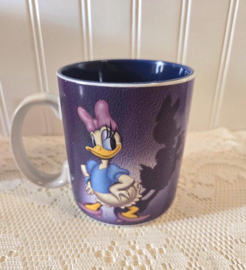 Vintage Disney Minnie Mouse & Daisy Duck Purple 12 oz Coffee Tea Mug / Classic Walt Disney Minnie Mouse and Daisy Duck Mug / Disney Gift image 1