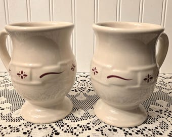 Vintage Longaberger Woven Traditions Red Latte Mugs (Set of 2)