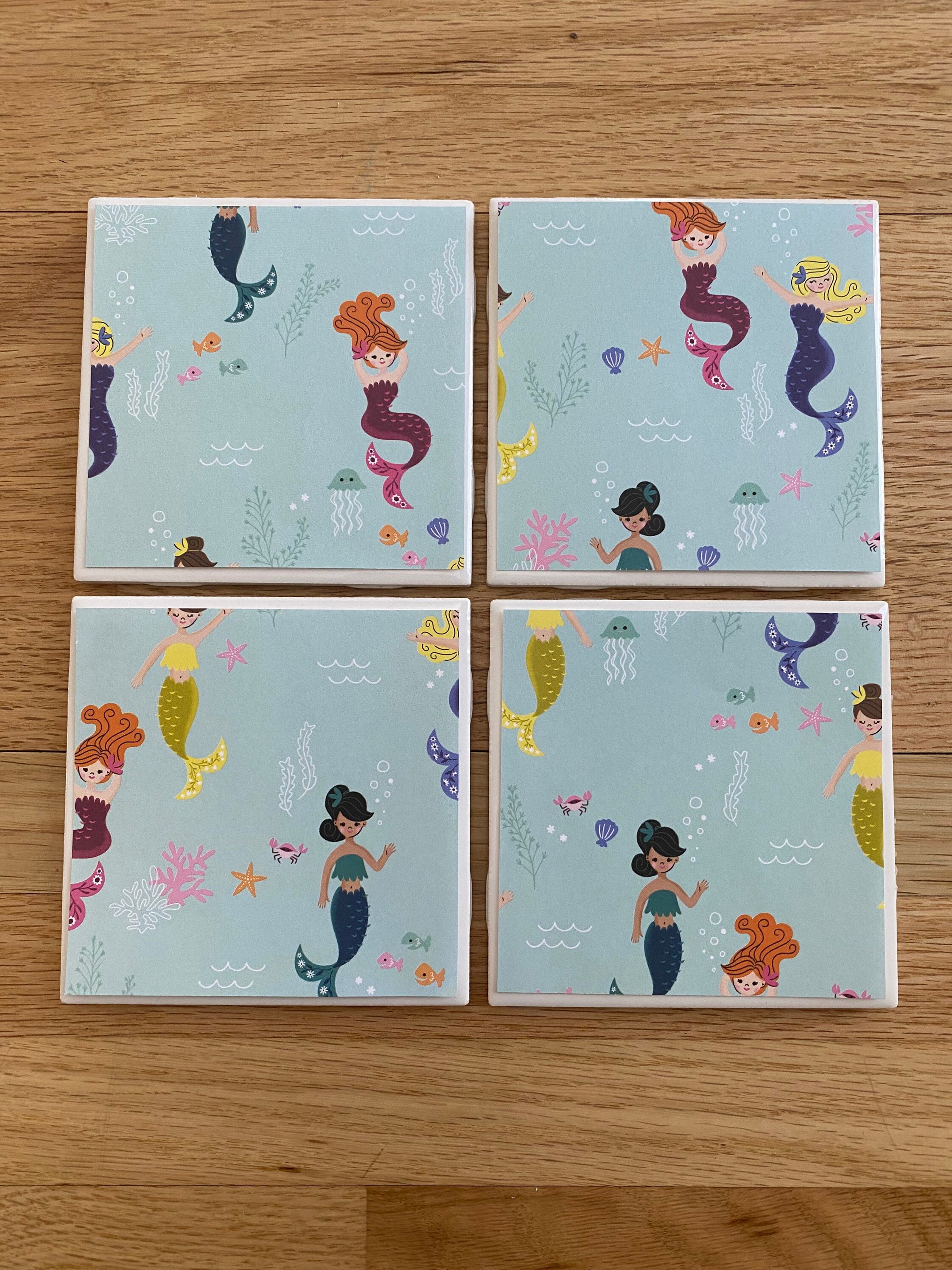 Quick and Easy to Make Mermaid Tile Coasters - Mermaid Themed Craft