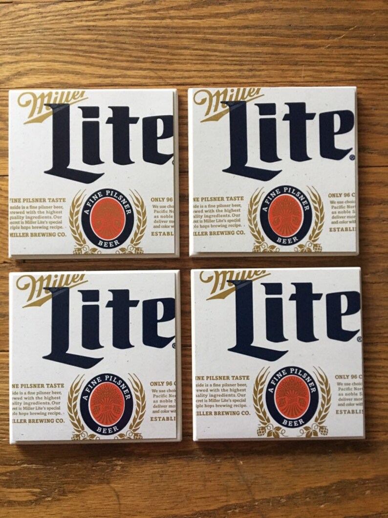Set Of 4 Miller Lite Beer Brewing Craft Beer Coaster Millercoors Bud Cans Bottle