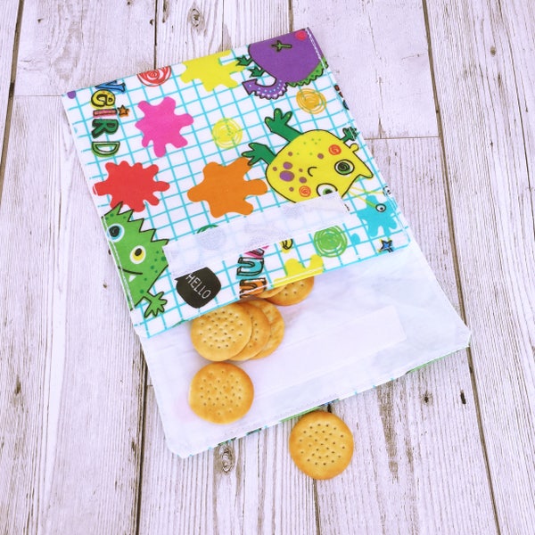 Reusable waterproof monster snack pack bag