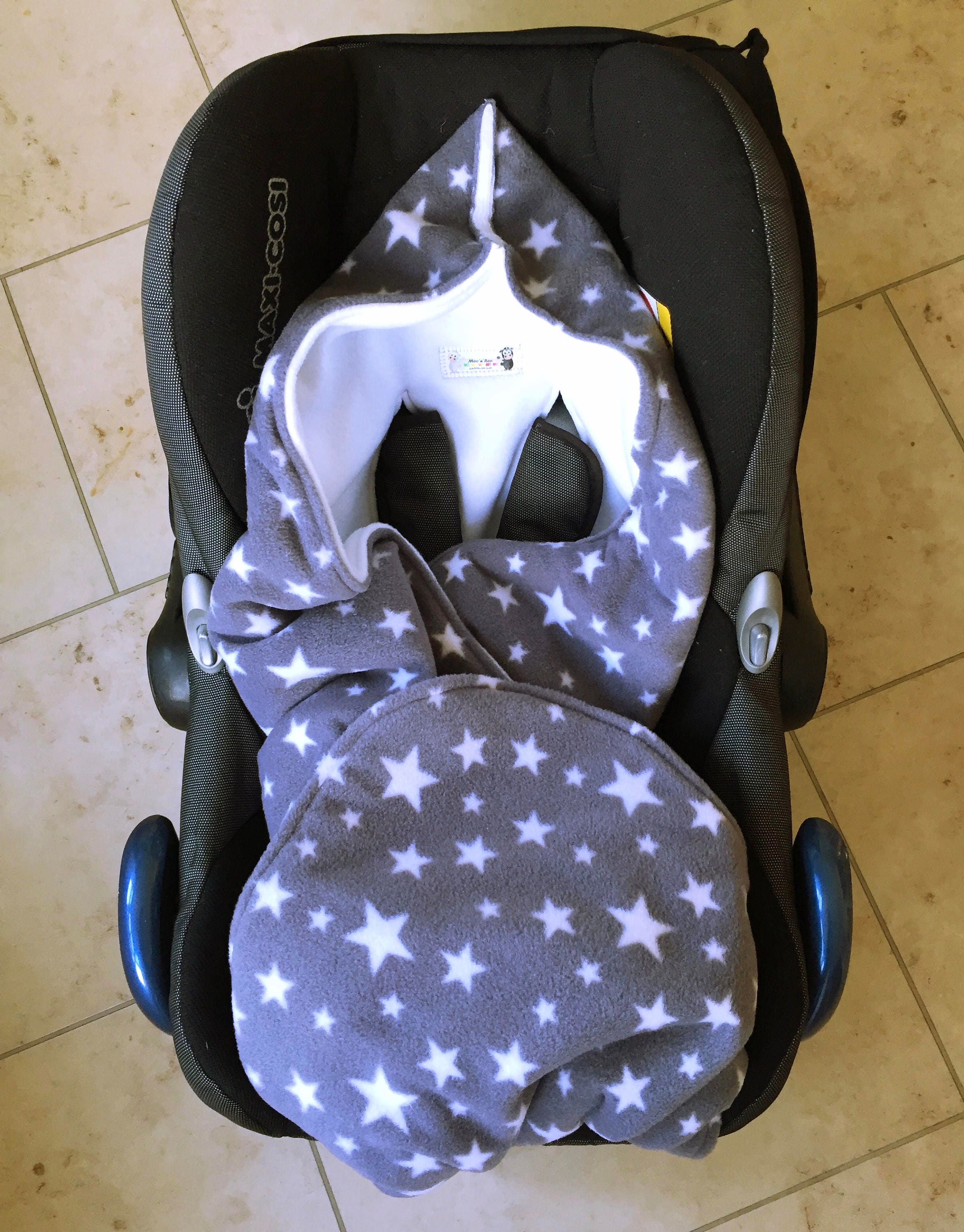 Baby Car Seat Blanket Wrap Grey & White Star Fleece Choose Etsy UK