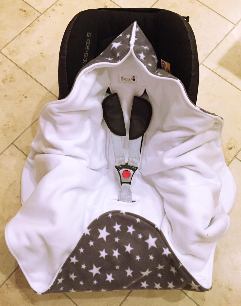 Baby Car Seat Blanket Wrap Grey & White Star Fleece Choose Etsy