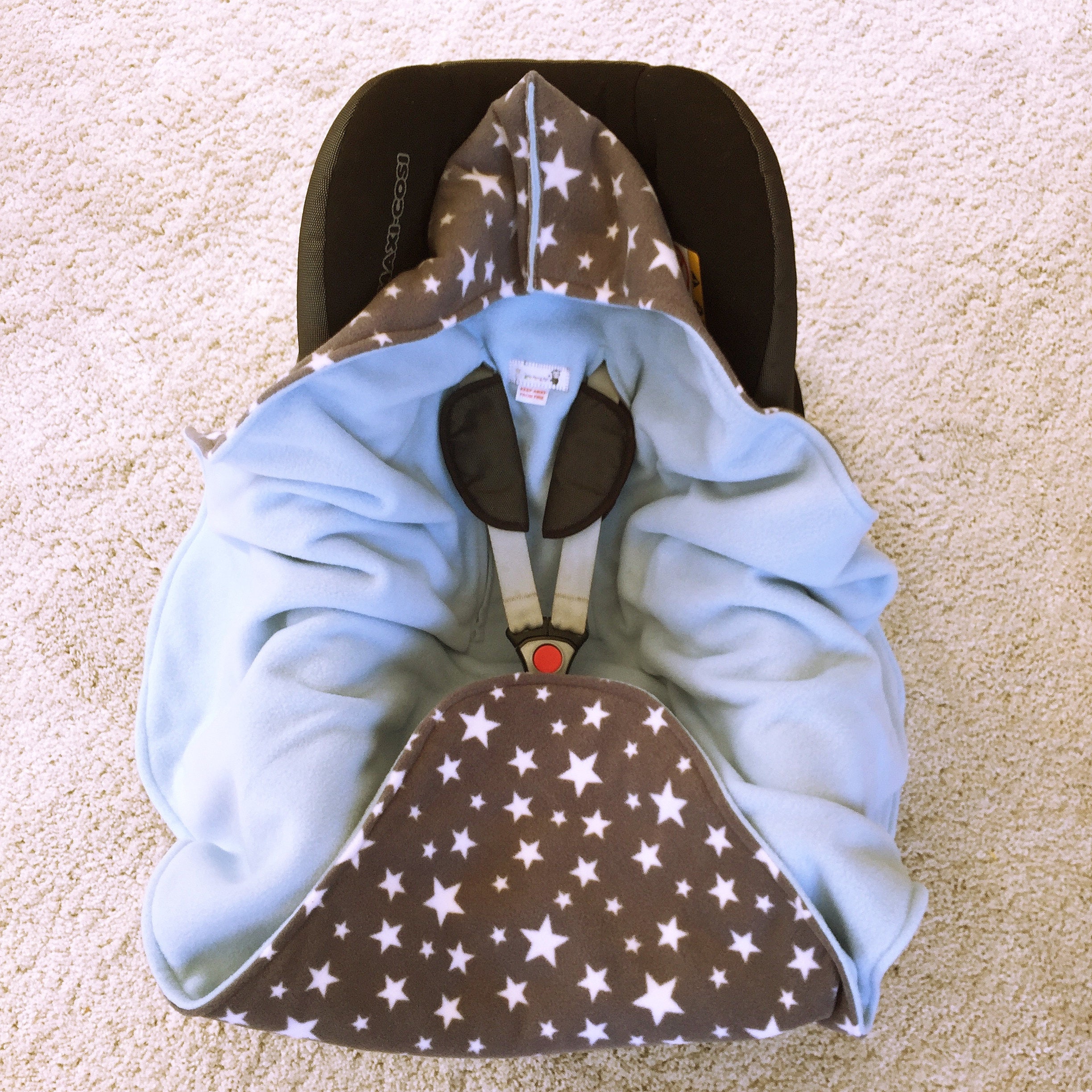 Baby Car Seat Blanket Wrap Grey & White Star Fleece Choose Etsy UK