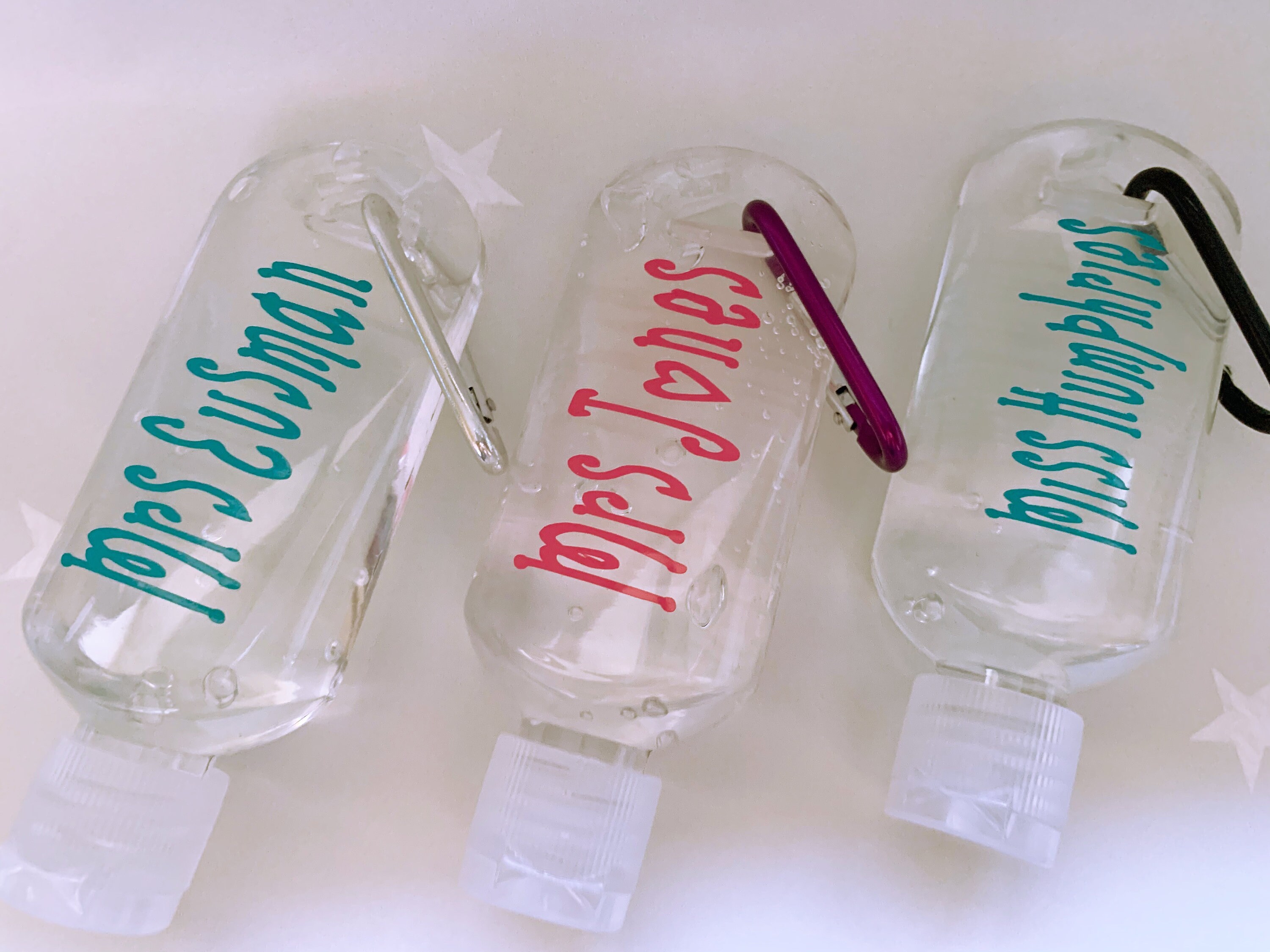 Personalised Squeezy Plastic Bottle With Clip - Gel Bottle - Keyring,…