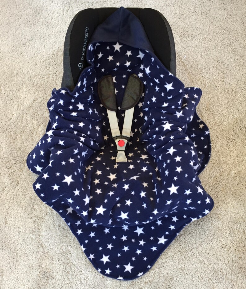 Universal navy baby car seat blanket Hooded baby car seat Etsy