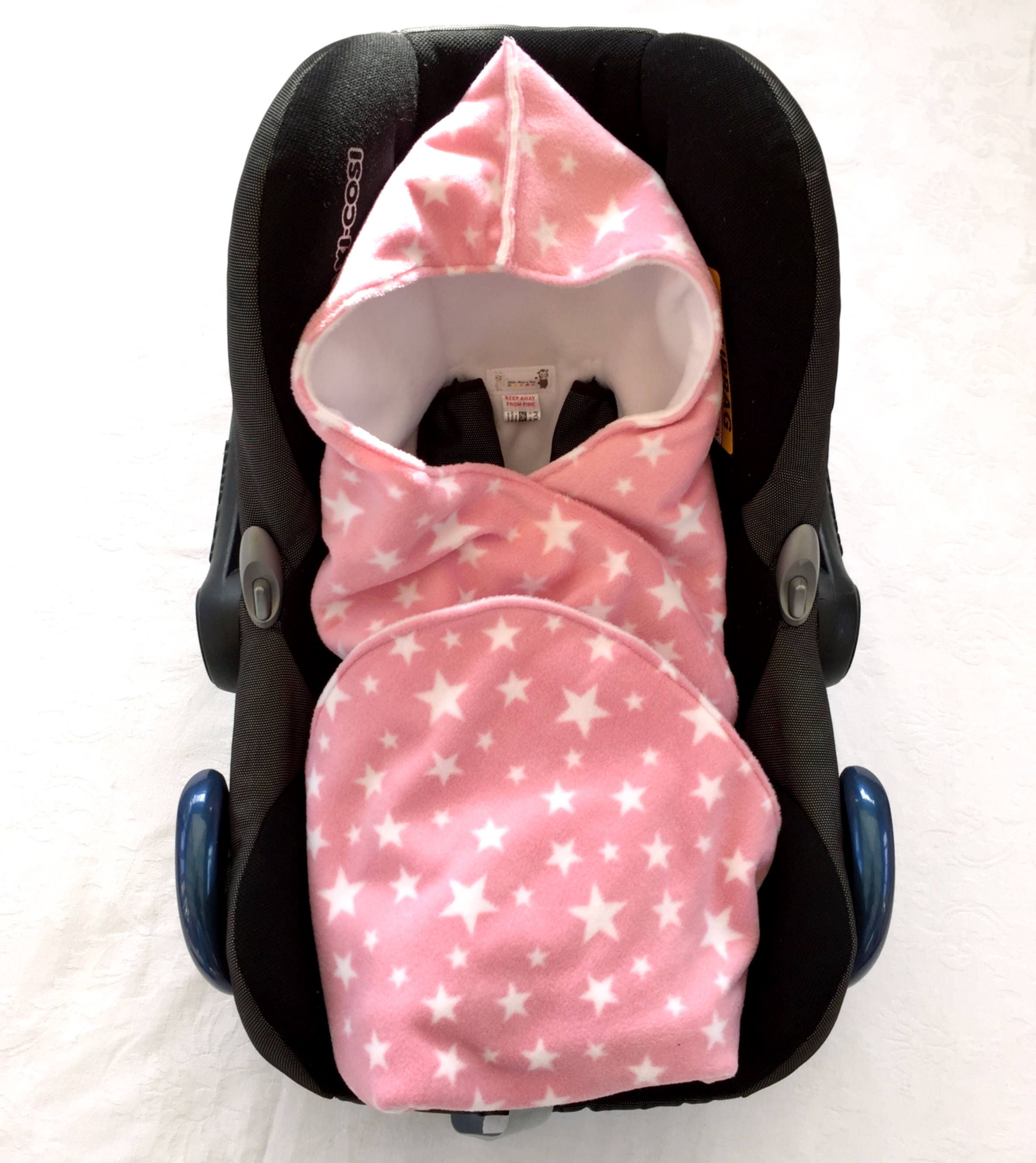 Pink Baby Car Seat Blanket Warm Star Design Fleece Baby Etsy