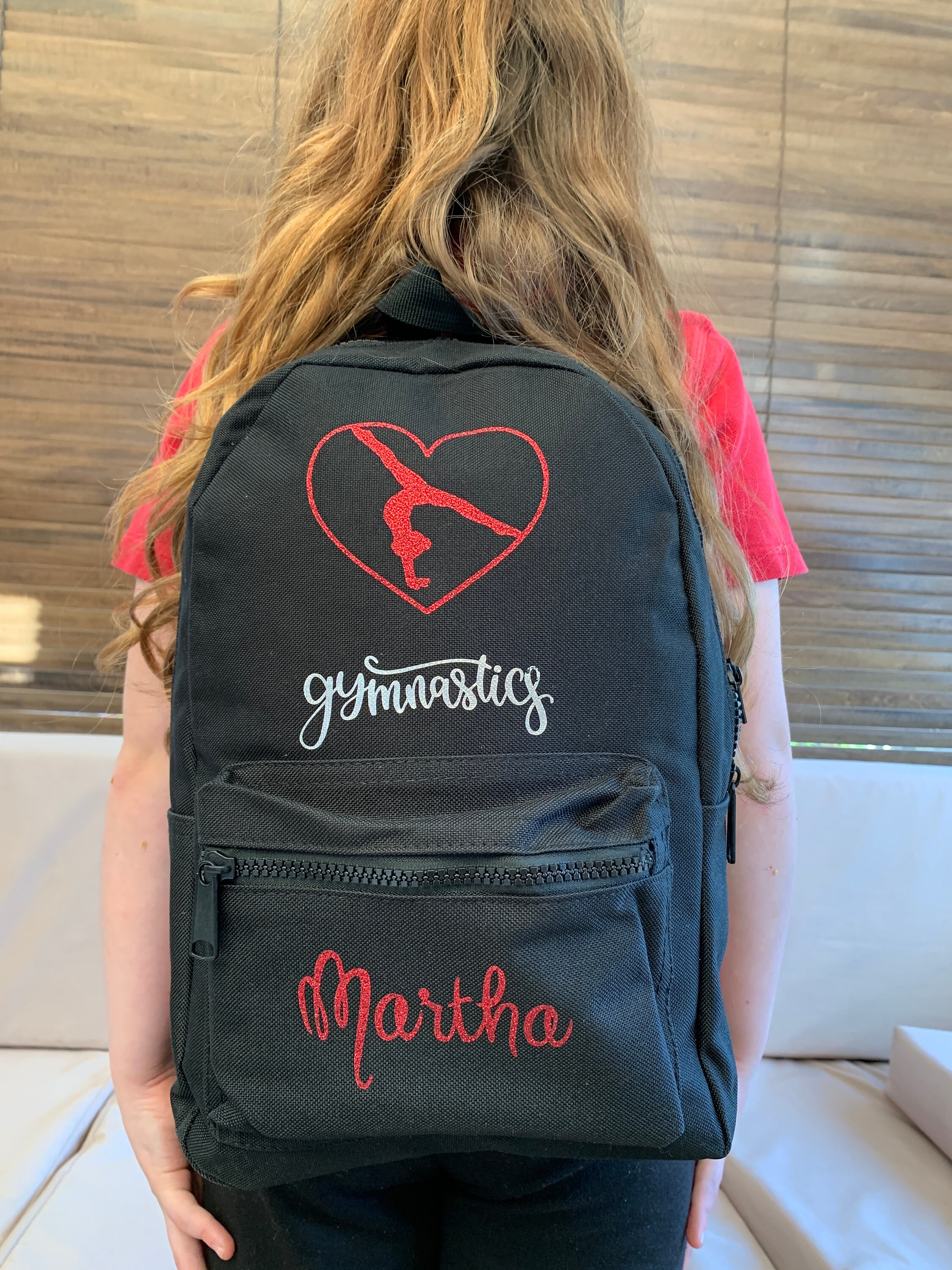 personalised black backpack