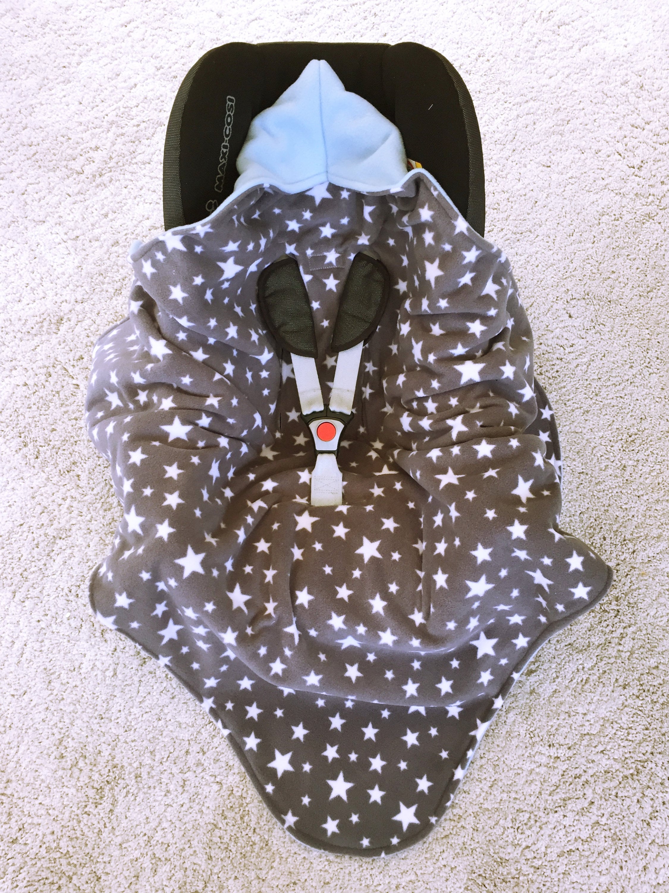 Baby Car Seat Blanket Wrap Grey & White Star Fleece Choose Etsy UK