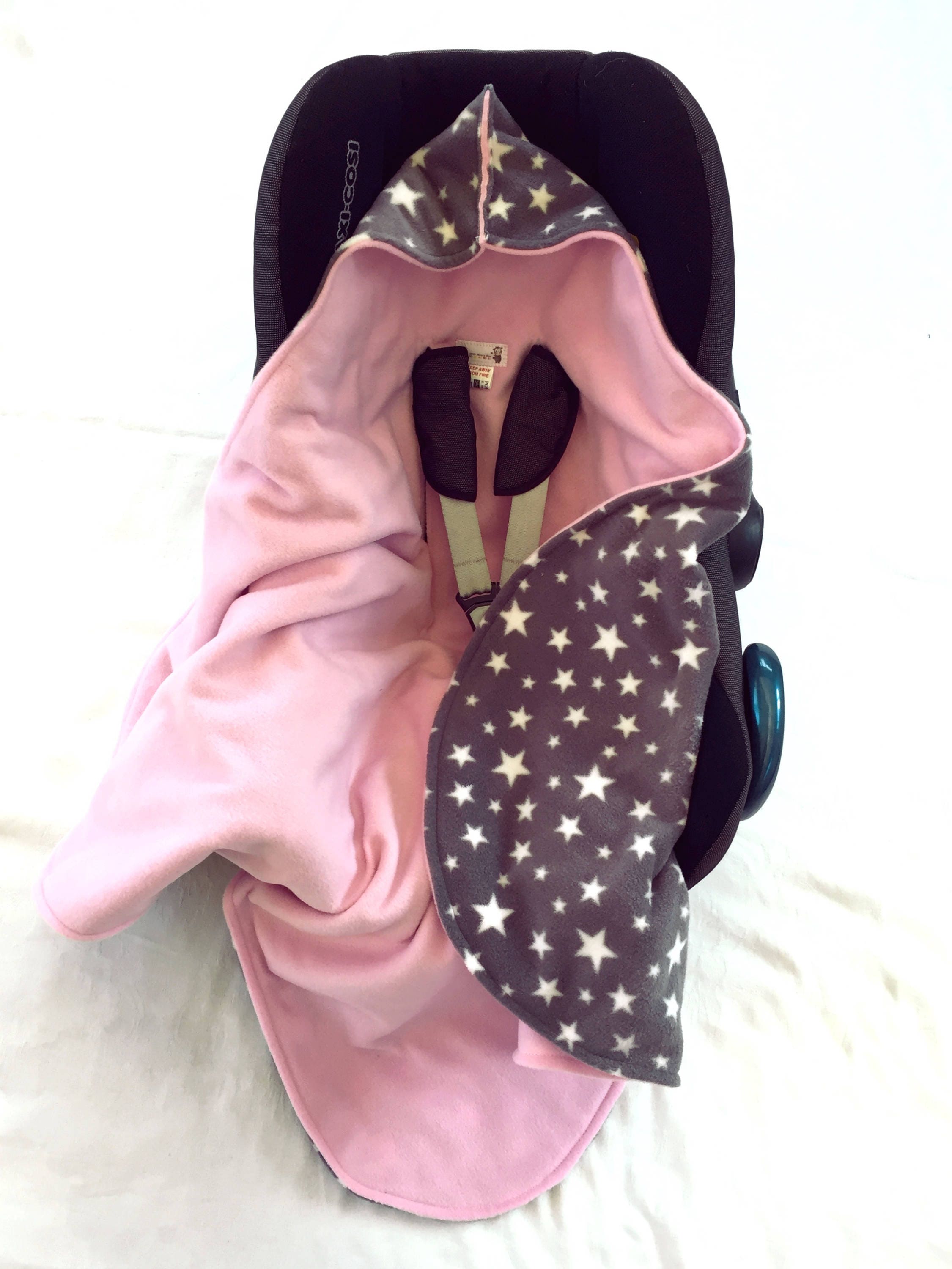 Baby Car Seat Blanket Wrap Grey & White Star Fleece Choose Etsy UK