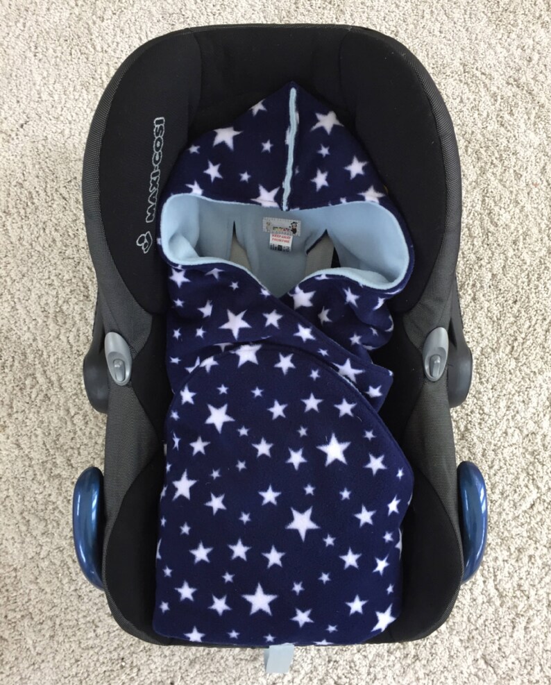 Universal navy baby car seat blanket Hooded baby car seat Etsy