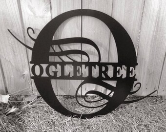 Personalized Aluminum Initial Sign with your family last name.  Front door sign / door hanger / house sign / monogrammed sign / metal sign