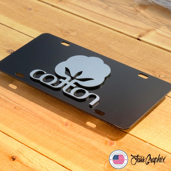Brown Officially Licensed JASS GRAPHIX 2D Cotton Farmer License Plate Brushed Aluminum Heavy Duty Cotton Car Tag Made in USA Brown Officially Licensed JASS GRAPHIX 2D Cotton Farmer License Plate Brushed Aluminum Heavy Duty Cotton Car Tag Made in USA