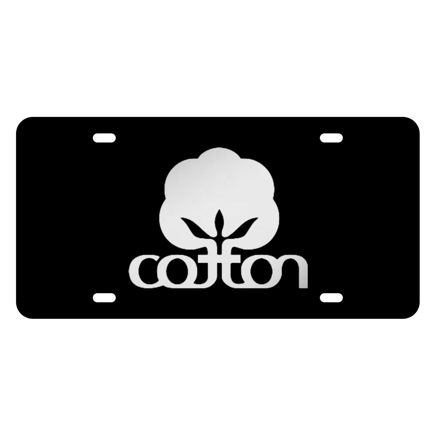 2D Cotton Farmer License Plate Mirror Acrylic on Black Blue Red or Brown Heavy Duty Cotton Car Tag Made in USA - Officially Licensed