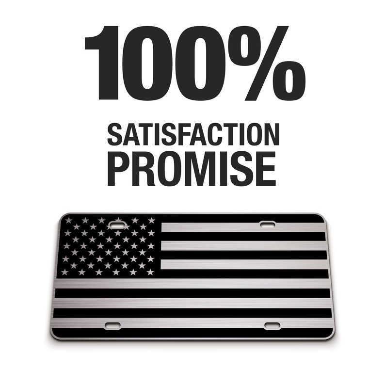 Chrome American Flag License Plate Matte Black on 1/8 Etsy