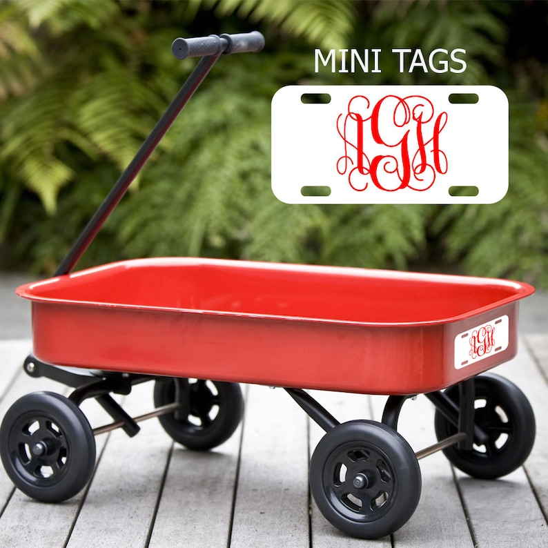 Mini Personalized License Plates. Perfect for kids. Put a name or monogram on wagons, powerwheels, & bicycles with our mini name tags. Cute image 1
