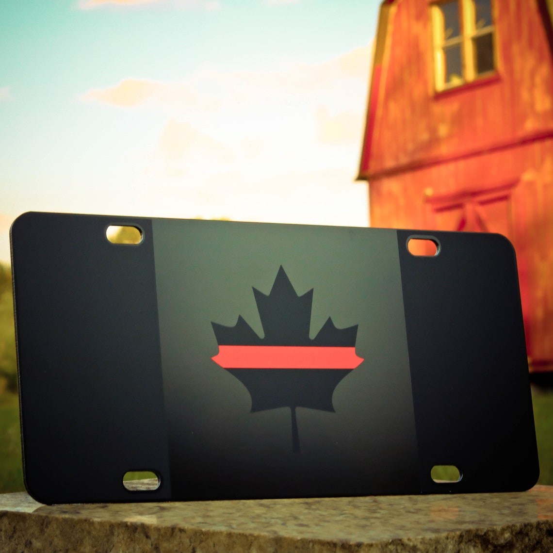Canadian Flag License Plate Matte Black on 1/8 Black Etsy