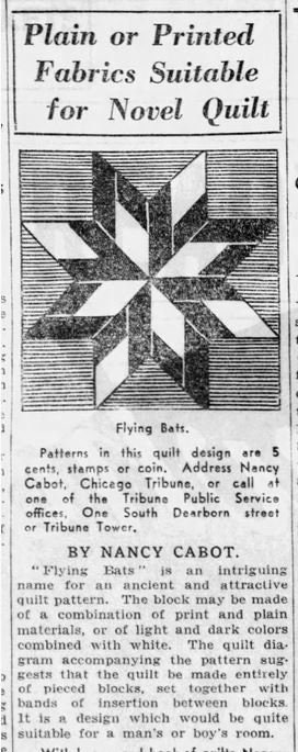 Flying Bats - Quilt Block Pattern Plus More From 1935 - Etsy