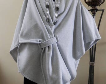 Women's Wrap/Winter Wrap/Light Gray Ruana Wrap/Boho Kimono/Poncho/Shawl/Women Cape/Lightweight Jacket/Plus Size Cape/Women Cloak/Stole/Ruana