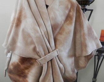 Tie Dye Fleece Ruana Wrap: Western Style, Lightweight Poncho