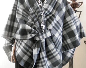 Women's Wrap/Winter Wrap/Ruana Wrap/Plaid Wrap/Fleece Wrap/Women Poncho/Lightweight Jacket/Women Cape/Oversize Ruana Wrap/Boho Kimono/Shawl