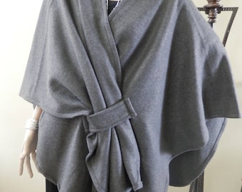 Women's Wrap/Dark Gray Ruana Wrap/Winter Wrap/Fleece Wrap/Women Poncho/Lightweight Jacket/Women Cape/Oversize Ruana Wrap/Boho Kimono/Shawl