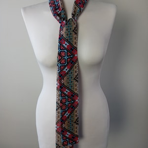 Skinny Scarf/Neckerchief/Scarf/Hair Scarf/Thin scarf/Neck Scarf/Bow Scarf/Long Thin Scarf/Neck Tie/Accessories/Red/Brown/Geometric Print