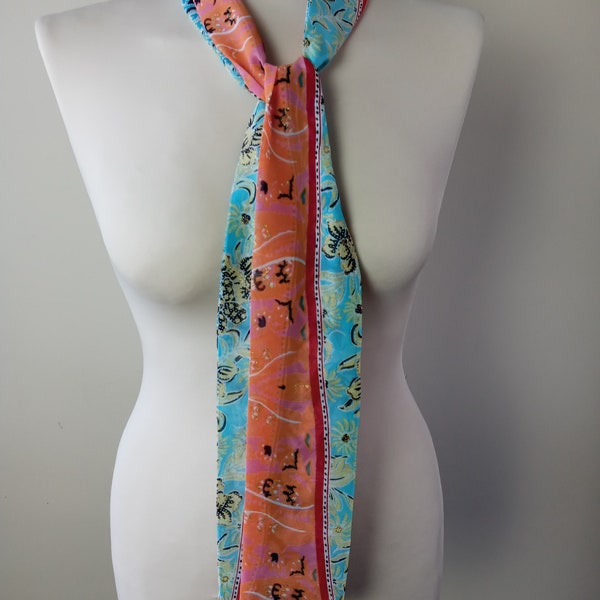 Skinny Scarf/Neckerchief/Scarf/Hair Scarf/Thin scarf/Neck Scarf/Bow Scarf/Long Thin Scarf/Neck Tie/Purse Tie/Accessories/Turquoise/Orange