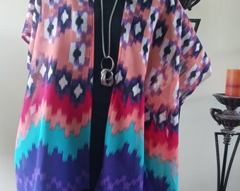 New Purple/Orange/Multicolor/Kimono Cardigan/Boho Kimono/Oversize Cover Up/Lightweight Jacket/Cardigan/Plus Sz Wrap/Shawl/Women Cape/Duster
