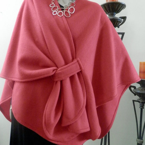 Women's Wrap/All Seasons Wrap/Red Ruana Wrap/Women Poncho/Shawl/Women Cape/Lightweight Jacket/Stole/Oversize/Plus Size Ruana/Kimono Cardigan