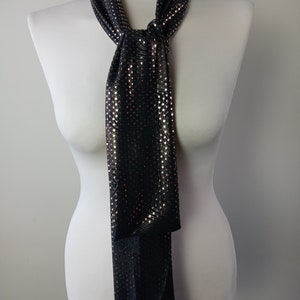 Skinny Scarf/Neckerchief/Scarf/Hair Scarf/Thin scarf/Neck Scarf/Bow Scarf/Long Thin Scarf/Neck Tie/Accessories/Black/Dressy/Gold