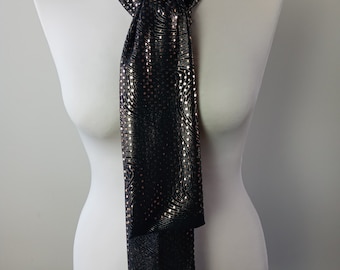 Skinny Scarf/Neckerchief/Scarf/Hair Scarf/Thin scarf/Neck Scarf/Bow Scarf/Long Thin Scarf/Neck Tie/Accessories/Black/Dressy/Gold