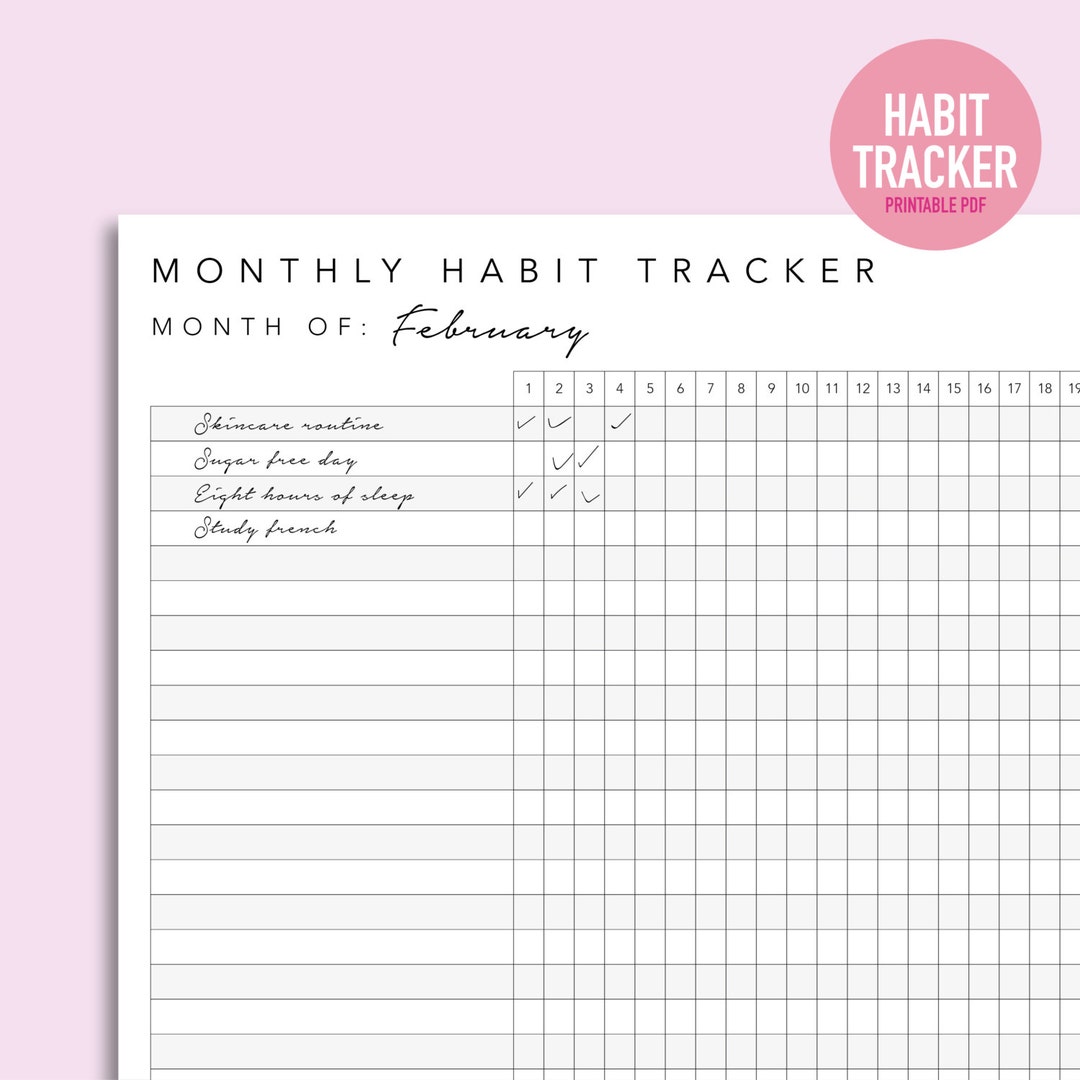 Monthly Habit Tracker Printable - Instant Download Pdf - Etsy