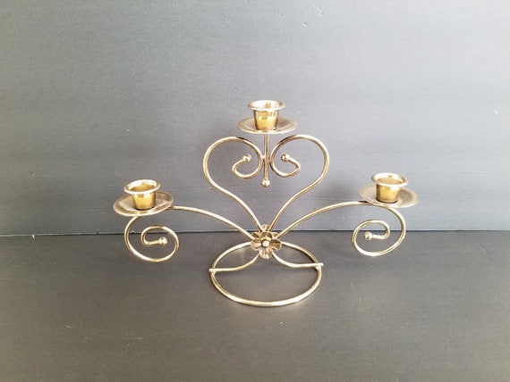 Vintage Home Interior And Gifts 12 25 X8 X5 Metal Candelabra Victorian Taper Candle Holder Ornate Gold Heart Scrolls Vanity Table Decor