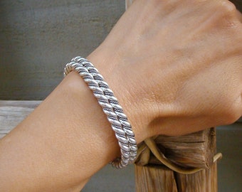Navajo Rope Twist Sterling Silver Bracelet Heavy Gauge