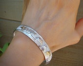 Native American Navajo 12KGF Sterling Silver Story Bracelet, Silver Gold Cuff Bracelet, Bracelet For Women