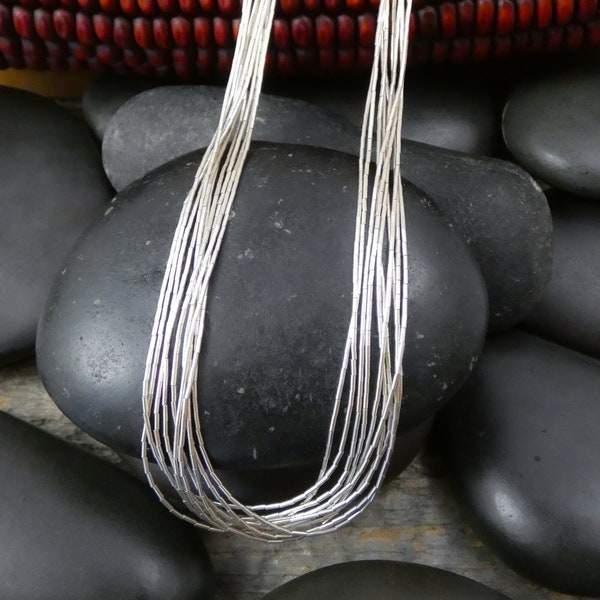 Liquid Silver Necklace, 10 Strand Liquid Silver Necklace 30 Inch, Gift For Her, Made in USA