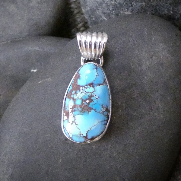 Native American Navajo Golden Hill Turquoise Sterling Silver Pendant