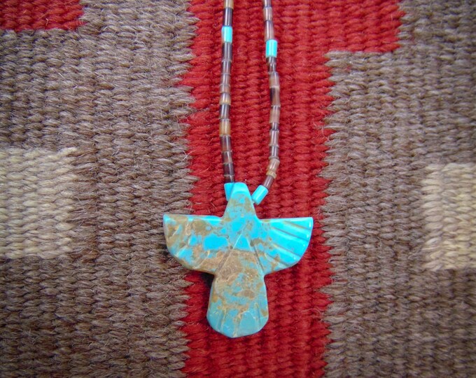 Thunderbird Necklace Zuni Fetish Hand Carved Turquoise Etsy
