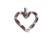 Native American Zuni Coral Needlepoint Heart Silver Pendant Delicate Heart Pendant